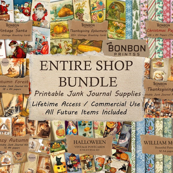 ENSEMBLE COMPLET DE LA BOUTIQUE, Fournitures pour journaux indésirables, Collection complète ultime, Fournitures imprimables pour scrapbooking, Licence commerciale, Accès à vie