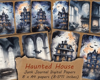 Haunted House Digitale Papiere: Halloween Junk Journal (Digitaler Download)