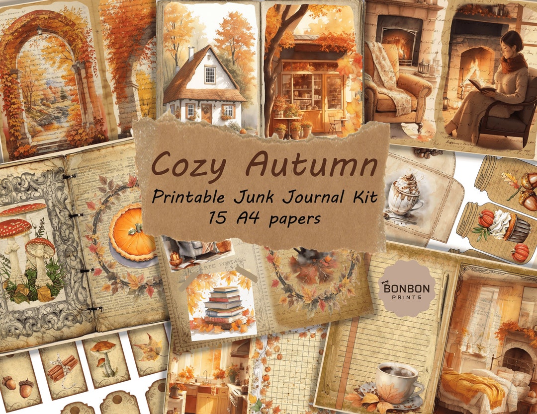 Cozy Autumn Junk Journal Kit: Watercolor Fall Ephemera (digital ...