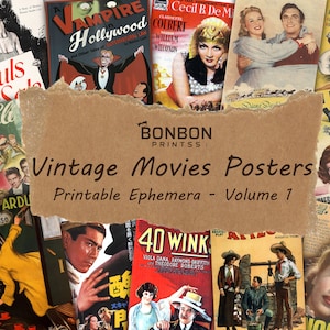 Vintage Movie Posters, Vol 1 - Set of 75, Junk Journal, Digital Download, High Quality, Scrapbooking, Spanish Movie, French Movie, American