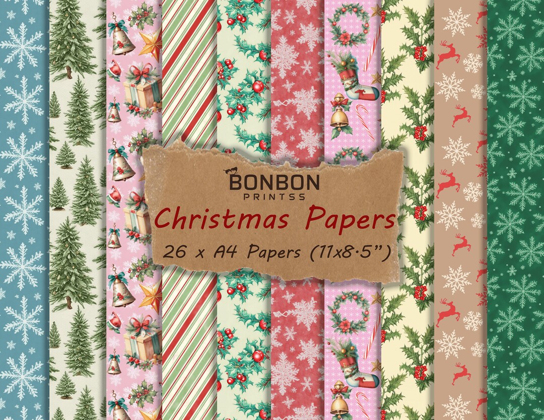 26 X Christmas Papers, Seamless Patterns, Noel Pages, Digital Instant ...
