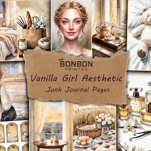 Esthétique fille vanille, Pages aquarelles de carnet de voyage, Minimalisme cosy, Fille épurée, Cette fille, Imprimables dans des tons neutres, Impressions numériques confortables