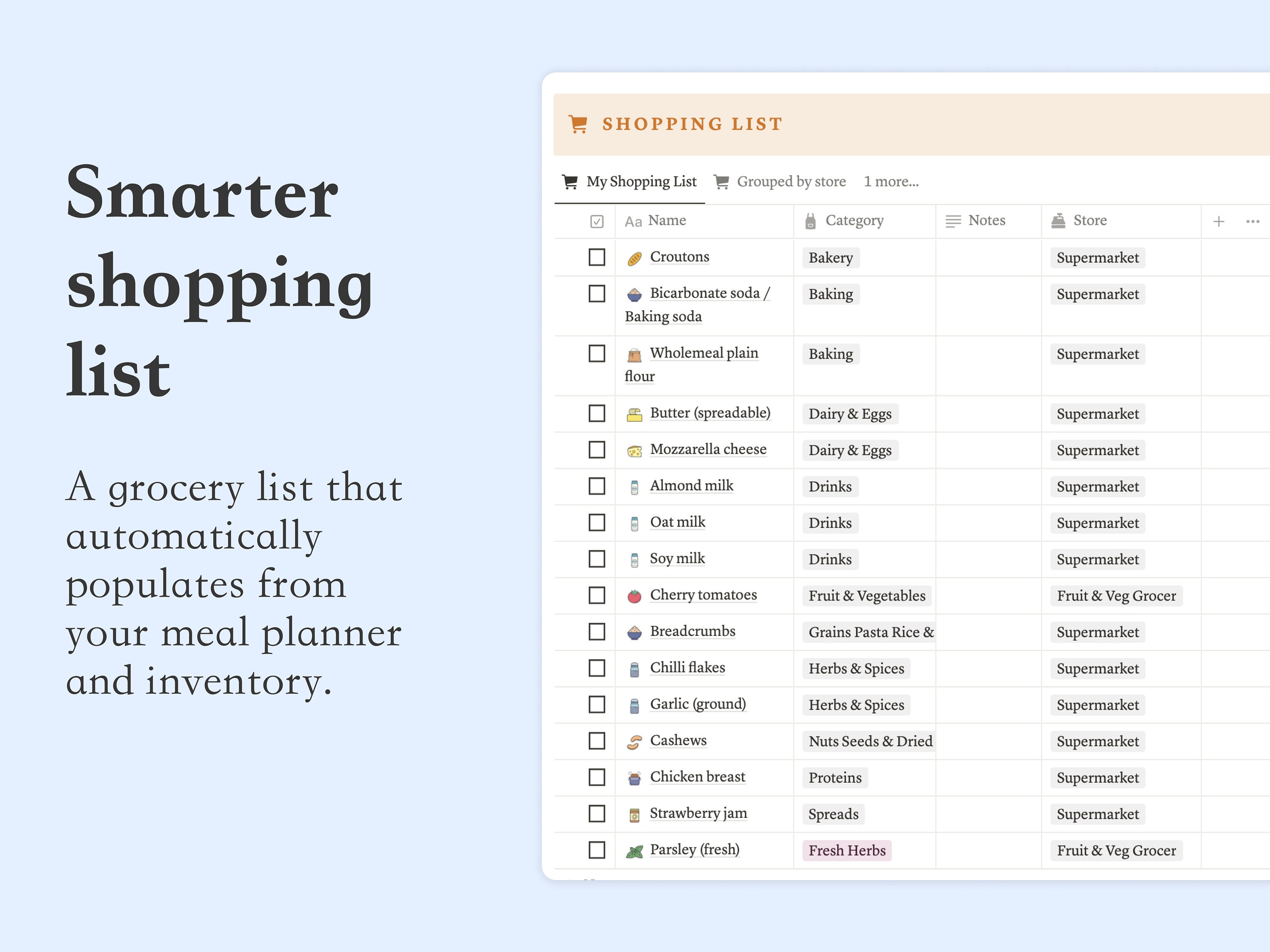 Notion Meal Planner & Grocery List Manager Notion Template - Etsy
