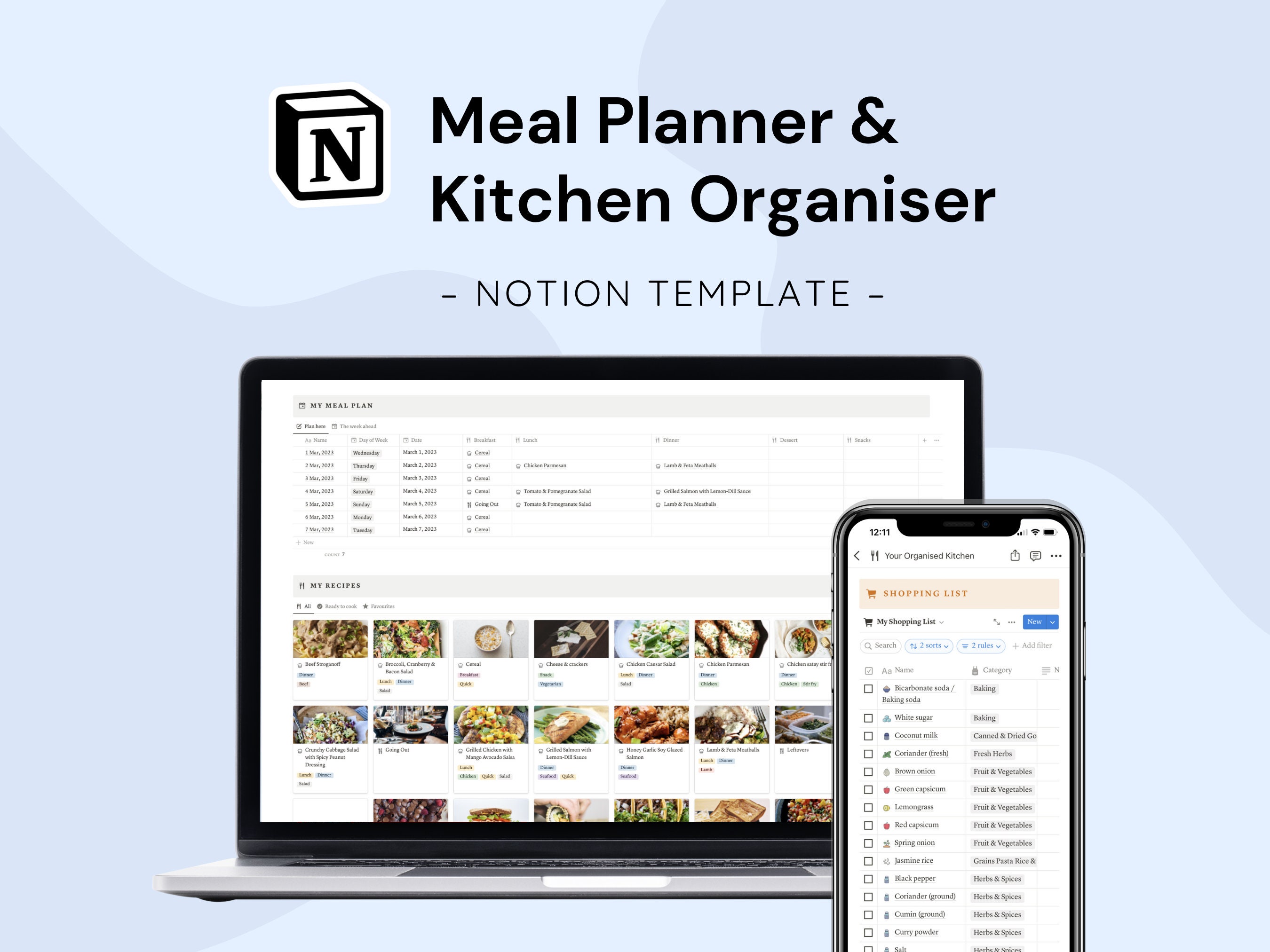 Notion Meal Planner & Grocery List Manager Notion Template for Shopping Notion Meal Planner & Grocery List Manager Notion Template for Shopping