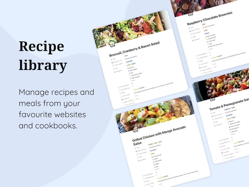 Notion Meal Planner & Grocery List Manager | Notion Template for ...