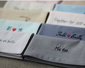 Embroidery Handkerchief Customized for Groomsmen Gift Men Lady Gift Personalized Cotton Pure Pocket Square Wedding Gift Valentine's Day