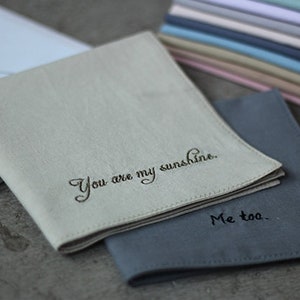 Embroidery Handkerchief Cotton Handy for Groomsmen Gift Men Lady 19 Colors Personalized Pure Pocket Square Wedding Gift Valentine's Day