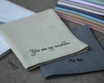 Embroidery Handkerchief Cotton Handy for Groomsmen Gift Men Lady 19 Colors Personalized Pure Pocket Square Wedding Gift Valentine's Day