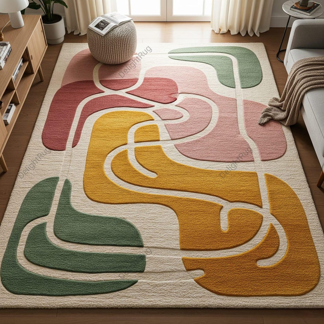 Hand Tufted Wool Area Rug, Modern Abstract Design Bedroom Rug - Etsy