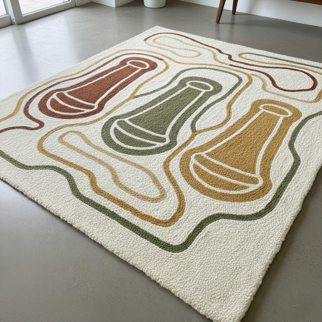 Off White Abstract Wool Rug, Hand Tufted Modern Area Rugs for Bedroom ...