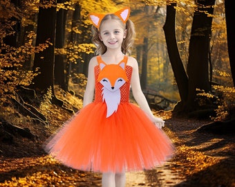 Déguisement de renard pour fille, robe Tutu orange avec bandeau, déguisement de cosplay jungle pour enfants, déguisement d'animal pour fille