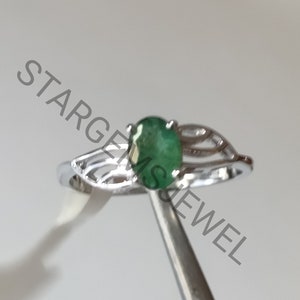 Emerald Oval Ring, Sterling Silver 925 Emerald Handmade Ring, Ottoman Ring, Silver 925 Ring, Gift for her, Silver Ring, Emerald