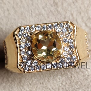 14k Gold Natural Smoky Quartz Ring, Engagement Ring, Handmade Unique Gemstone Ring, Statement Ring Special Men Gift Him.