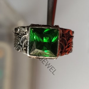 Natural Peridot Signet Ring, Men Ring, 925 Solid Sterling Silver Ring, Peridot Quartz Ring, Statement Ring, Promise Ring, Gift Ring
