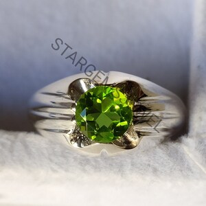 Peridot Ring, silver Men Ring, Natural Peridot Ring, Peridot Men&#39;s Ring, Ring for him, Birth stone ring, Wedding Ring, Ring for Him