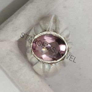 Natural Amethyst Ring, Men&#39;s Ring, 925 Sterling Silver Ring, Oval Cut Ring, Wedding Ring, Men Signet Ring, Anniversary Ring, Gift For Him