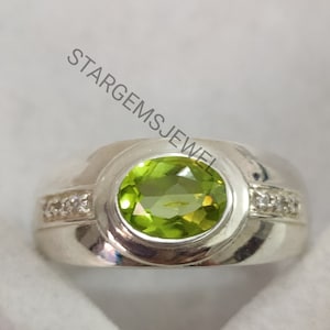 Natural High Quality Peridot Sterling Silver 925 Handmade Ring, Real Peridot Ring, Elegant Peridot Ring, Gift for him