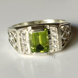 Natural Peridot Ring, Handmade Silver Ring, 925 Solid Sterling Silver Ring, Peridot Ring, Sterling Silver Ring Peridot, Ring For Men