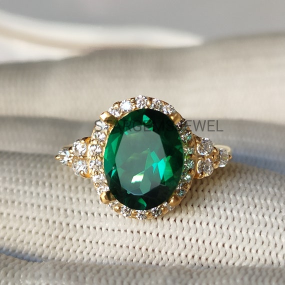 Genuine 14K Solid Gold Lab Grown Emerald Ring Teardrop Shape High Quality Authentic Emerald and Genuine 14K Gold Etsy Canada