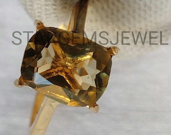 14K Gold Citrine Ring: Art Deco November Birthstone Jewelry