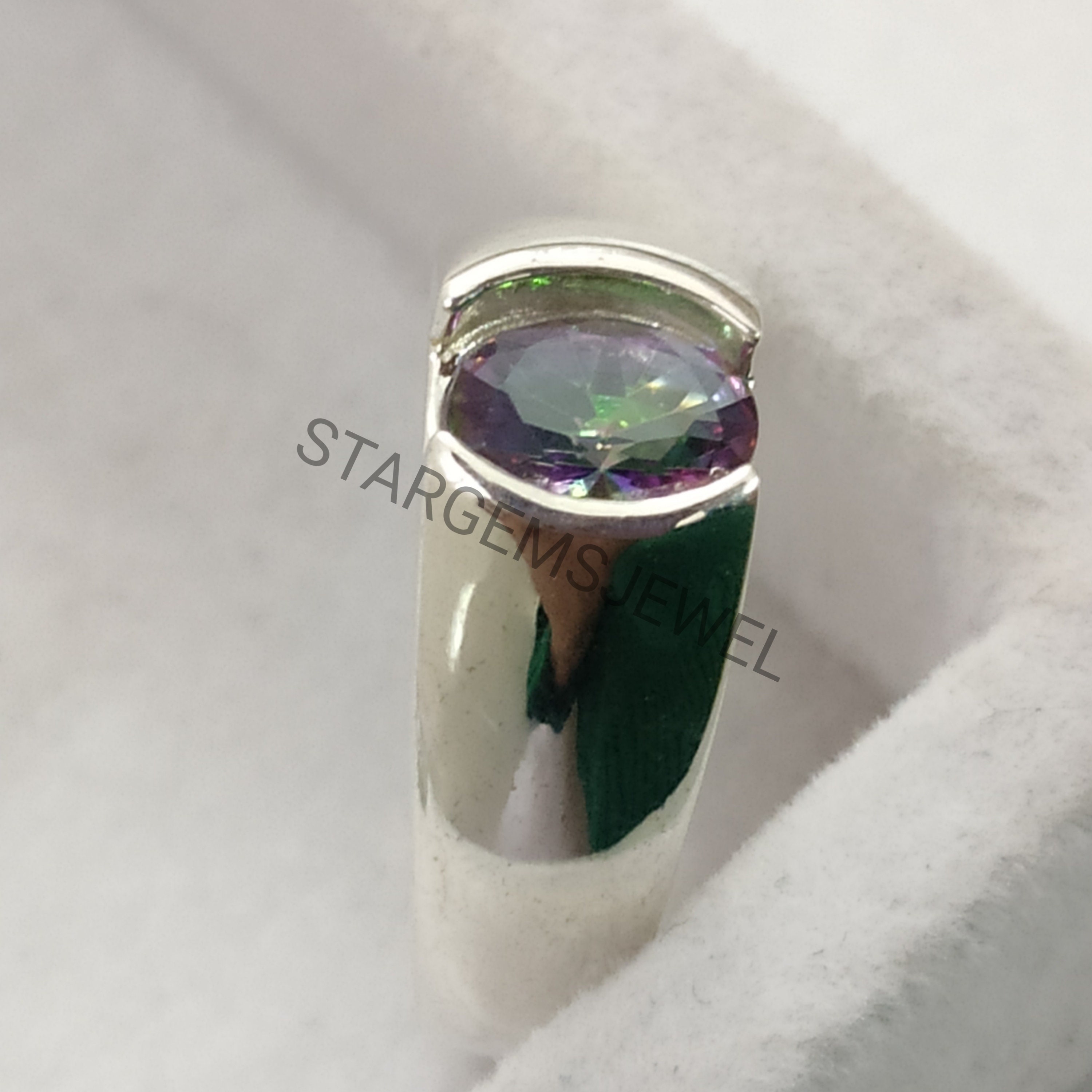 Bellissimo Anello In Argento Sterling 925 Con Topazio Mistico Di - Foto 3