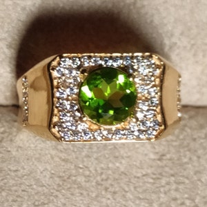 Peridot Ring, Handmade 925 Sterling Silver Men&#39;s Ring, With Cubic Zircon Stone Men&#39;s Ring Unique Men&#39;s Ring Gift For Him