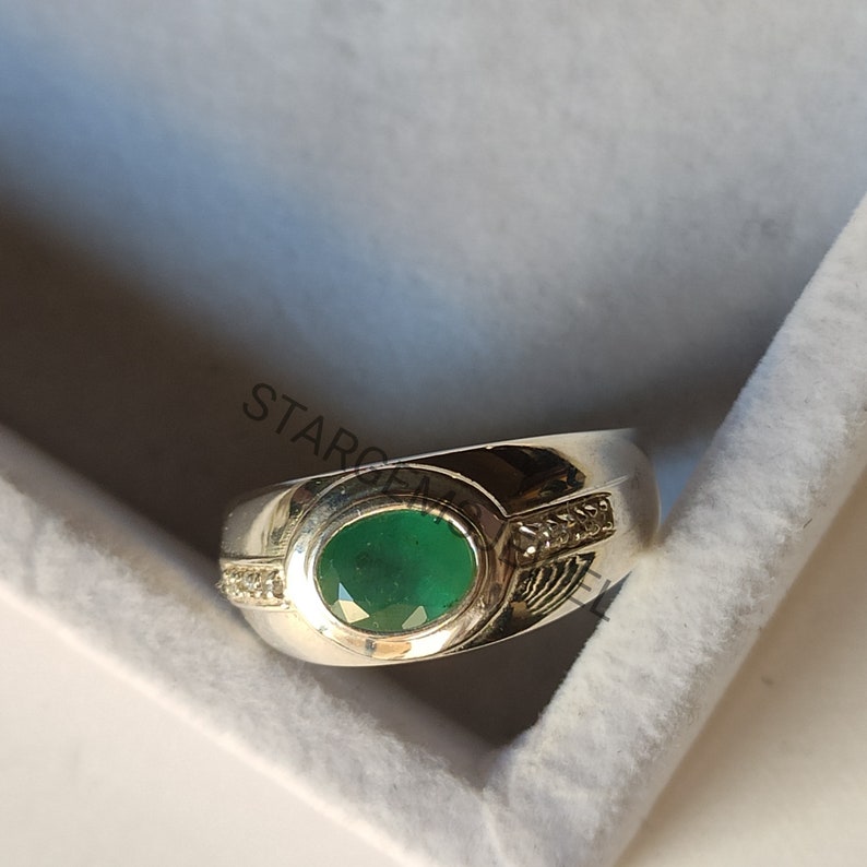 Buy Emerald Ring, Men's Ring, 925 Sterling Silver Ring, Handmade Ring