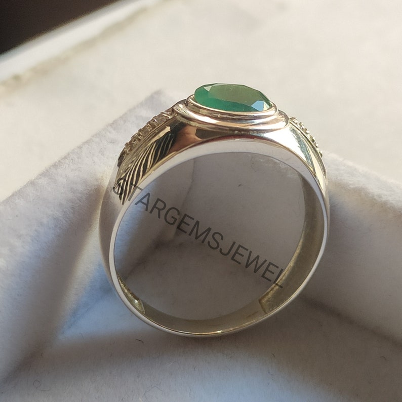 Buy Emerald Ring, Men's Ring, 925 Sterling Silver Ring, Handmade Ring