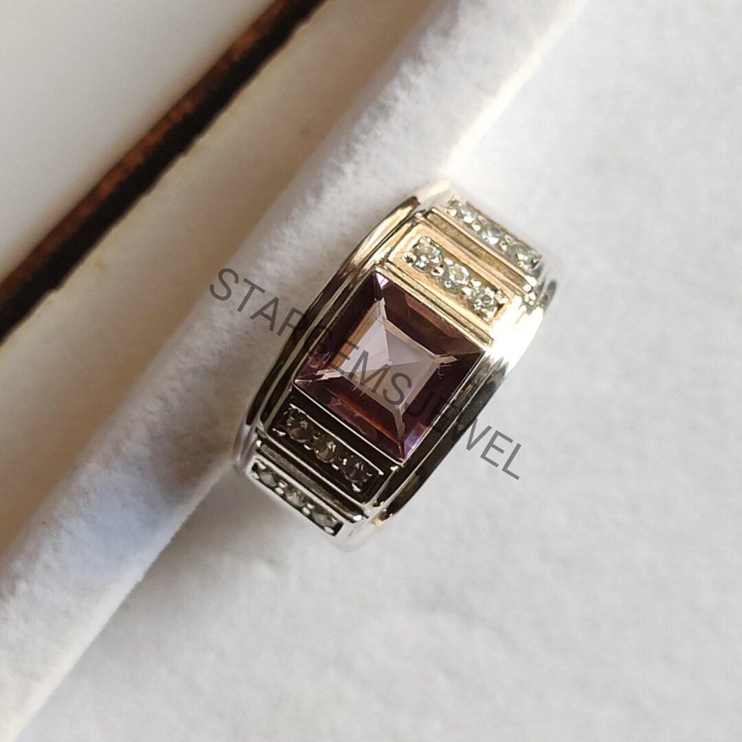 Handmade Sterling Silver Amethyst Ring: Art Deco Men's Ring - Etsy