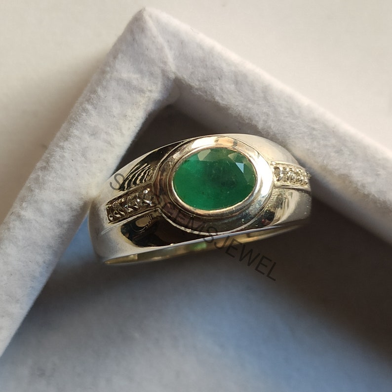 Buy Emerald Ring, Men's Ring, 925 Sterling Silver Ring, Handmade Ring