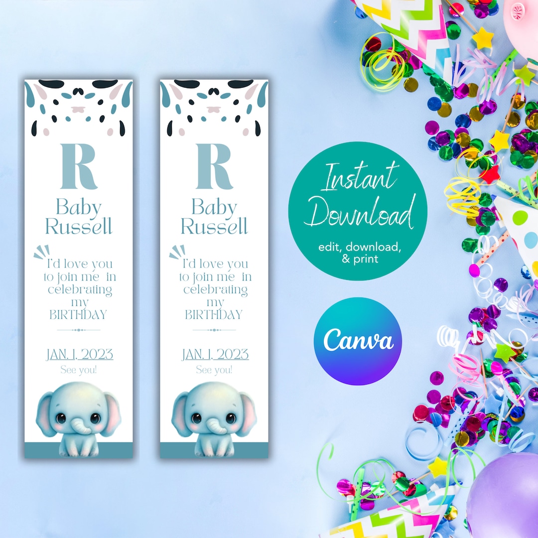 Editable Birthday Bookmark Template Printable Bookmark Etsy