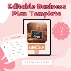 Editable Canva Business Plan Template | Financial Projections | Market Analysis | Marketing Strategy | Growth Planning | Instant Download