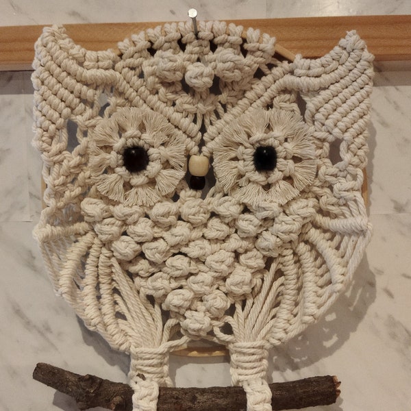 Macramé mural Hibou