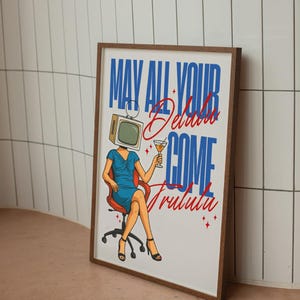 May All Your Delulu Come Trululu Printable Wall Art, Funny Retro Poster, Vintage Wall Decor, Colorful Pop Art Print, Digital Download