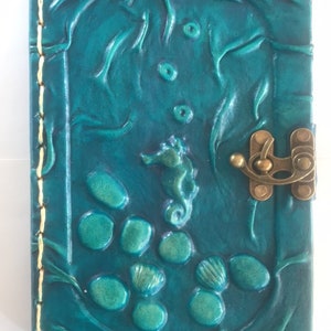 Seahorse Heaven Craft handgemaakte lederen dagboek, lederen dagboek, lederen notebook, personel journal, journal metlock, geheugen notebook, handwerk