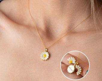 Daisy Necklace Personalized Gifts for her, Custom Name Necklace Silver daisy necklace with name, personalized jewelry gold custom necklace
