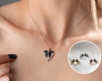 Collier aile d'ange, cadeaux personnalisés pour elle, collier prénom personnalisé, cadeaux de Noël pour maman, bijoux personnalisés, collier médaillon coeur