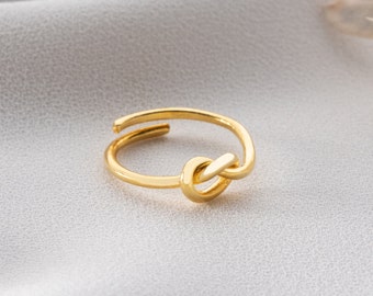 Bague coeur • Bijoux noeud d'amour • Bague infini en or • Bague promesse délicate • Design minimaliste • Cadeau romantique • Cadeau pour elle