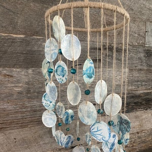 Seashell Wind Chime, Capiz Shell Mobile Wind Chime, Hanging Outdoor Decor, Garden Patio Decor, Perfect Mother’s Day Gift