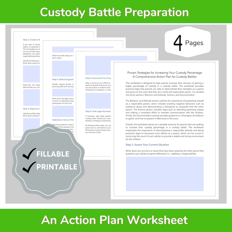 Custody Battle Parenting Worksheet Custody Worksheet Parenting Plan