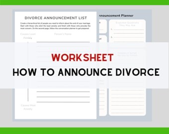 Divorce Announcement Worksheet | Therapy & Planning (PDF Fillable)