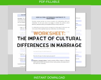 Cultural Differences Relationship Worksheet | Reduce Resentment (PDF-fillable)