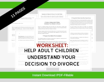 Divorce & Adult Children Worksheet | Parenting Guide (Digital Download)