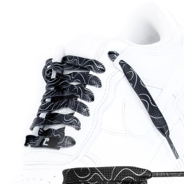 Bedruckte Schnürsenkel mit Muster, flache Shoelaces, Bunt, Sneaker-laces, Custom-Sneaker-Zubehör, +Metall-Logo-Charms, Designed in GERMANY