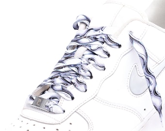 Bedruckte Schnürsenkel mit Muster, flache Shoelaces, Muster, Sneaker-laces, Custom-Sneaker-Zubehör, +Metall-Logo-Charms, Designed in GERMANY
