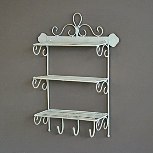 Triple Shabby Chic Ivory Wall Shelf - Ivory