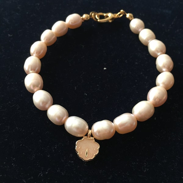 Pearl Charm Bracelet Etsy