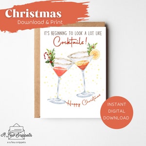 Empieza a parecerse mucho a la Tarjeta Imprimible de Cócteles / Tarjeta de Navidad / Descarga Instantánea PDF / Plantilla de Tarjeta / Descarga Digital