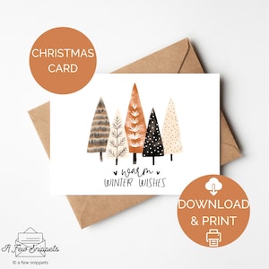 Cartão de Natal para impressão Cartão de Natal Quente Desejos de inverno Cartão de férias Cartão de férias Cores não tradicionais Cartão de Natal Download digital