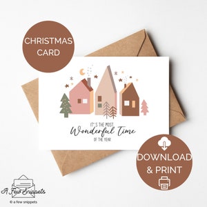 Kerstkaart Afdrukbare kerstkaart Wintervakantiekaart Niet-traditionele kerstkaart Het is de mooiste tijd Digitale download